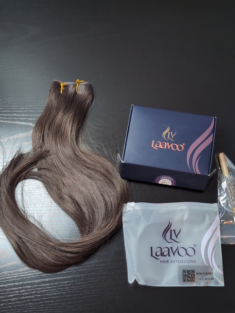 24 In 80 G Mocha Brown Butterfly Weft Human Hair Extensions Microbeads
